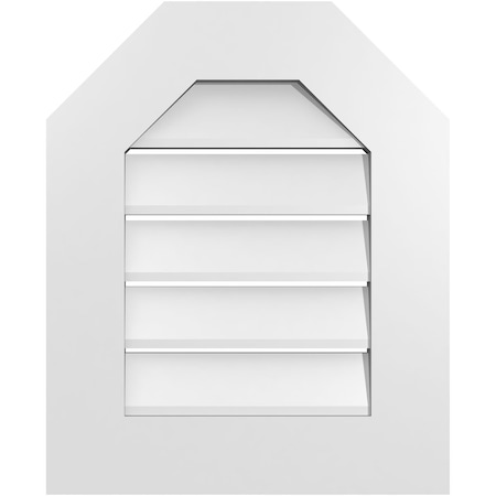Ekena Millwork Octagonal Top Surface Mount PVC Gable Vent: Functional, w/ 3-1/2"W x 1"P Standard Frame, 18"W x 22"H GVPOT18X2201SF